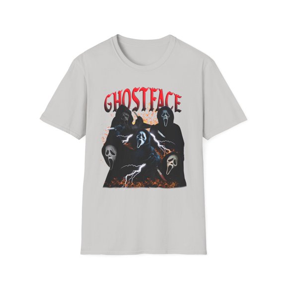 Ghostface, Gildan Unisex Softstyle T-Shirt, Horror Movie Graphic Tee, S-3XL