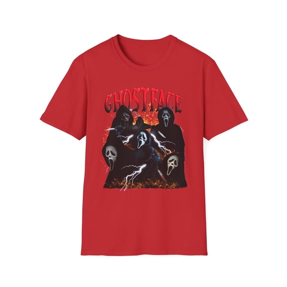 Ghostface, Gildan Unisex Softstyle T-Shirt, Horror Movie Graphic Tee, S-3XL