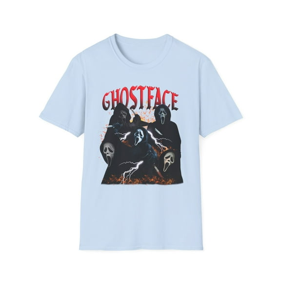 Ghostface, Gildan Unisex Softstyle T-Shirt, Horror Movie Graphic Tee, S-3XL