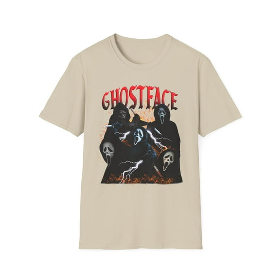 Ghostface, Gildan Unisex Softstyle T-Shirt, Horror Movie Graphic Tee, S-3XL
