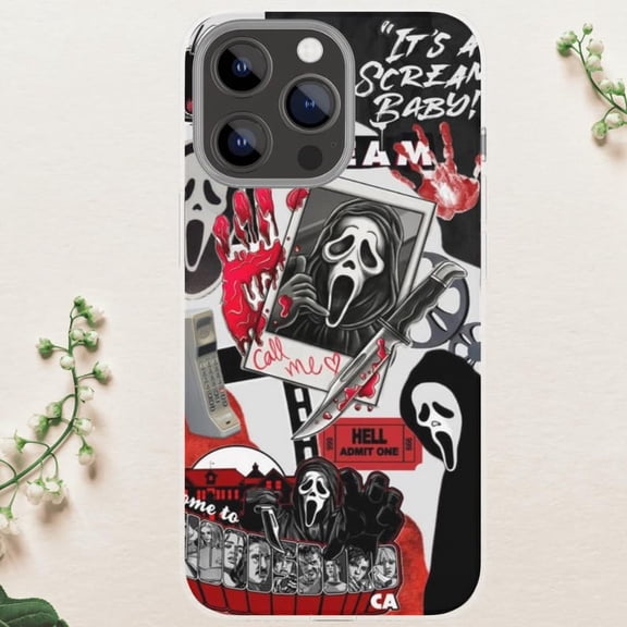 Ghostface Halloween Horror Scary Movie Slasher Art G466 Compatible Phone Case for iPhone 17, 16, 15, 14, 13, 12, and 11 Pro Max