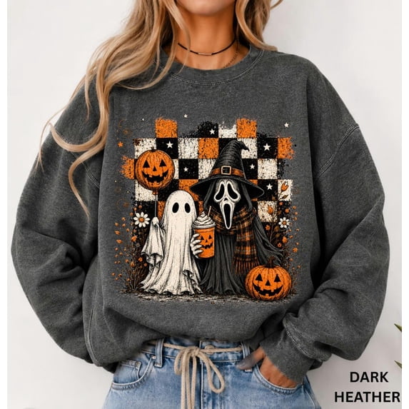 Ghostface Halloween Sweatshirt, Spooky Season Women's Crewneck, Cute Ghost Pumpkin Fall Sweatshirt