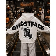 Ghostface Horror Movie Graphic, Halloween Slasher Arm-to-Arm Back Print Pullover Hoodie