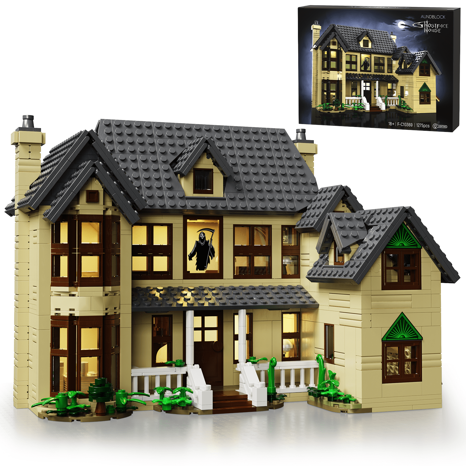 Ghostface House Building Block Sets Halloween Horror Haunted Mansion Architecture Gift for Kids 8+ and Adults