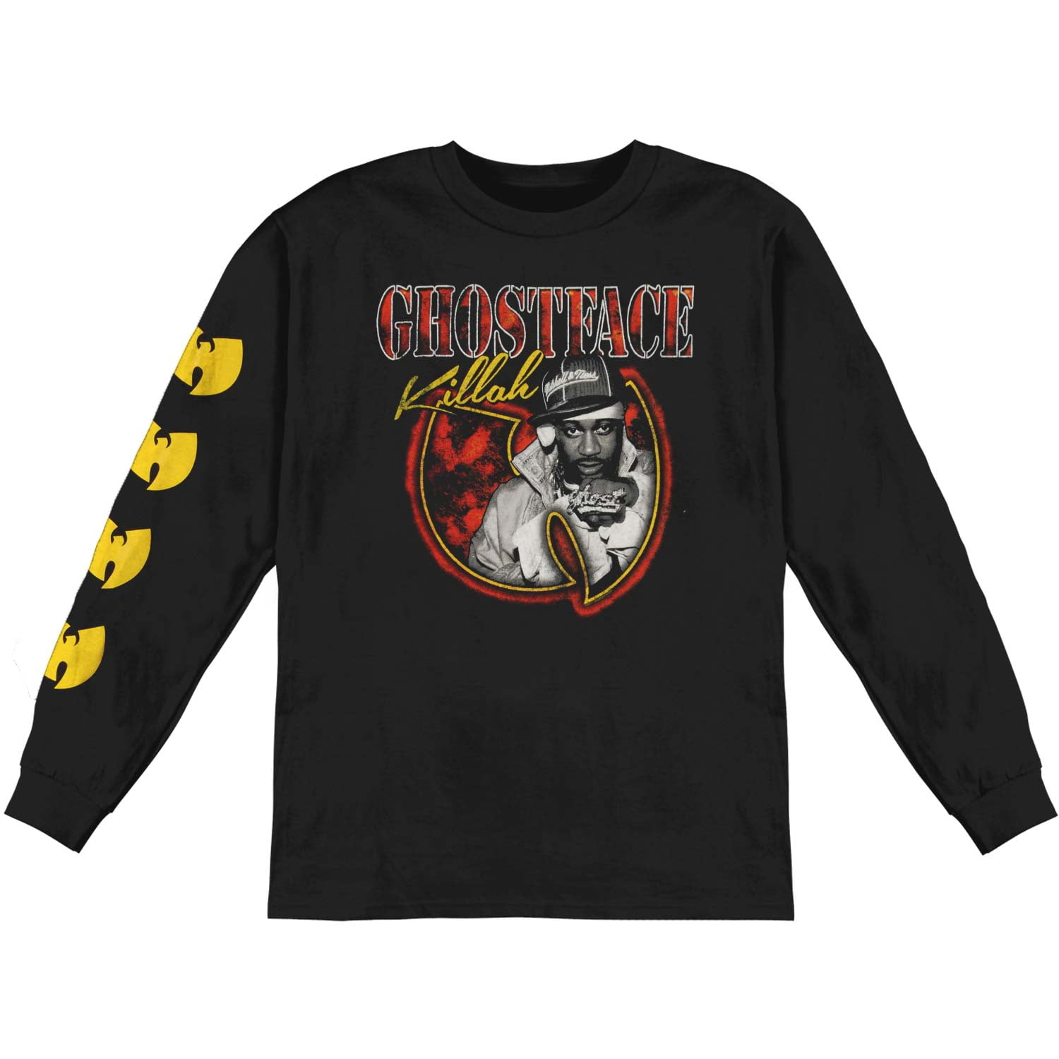 Men's Ghostface Killah Photo Bat Logo Long Sleeve Medium Black