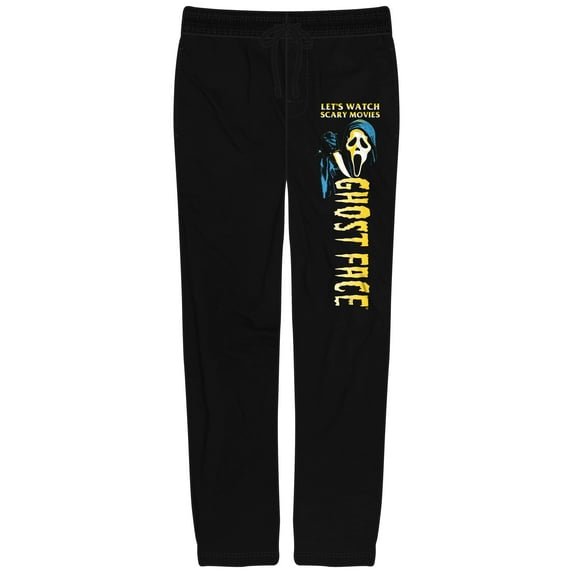 Ghostface Let's Watch Scary Movies Men's Black Sleep Pajama Pants-Small