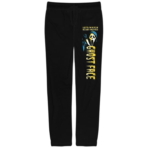 Ghostface Let's Watch Scary Movies Men's Black Sleep Pajama Pants-XXL