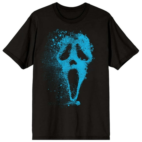 Ghostface Mask Splatter Graphic Crew Neck Short Sleeve Men's Black T-shirt-Medium