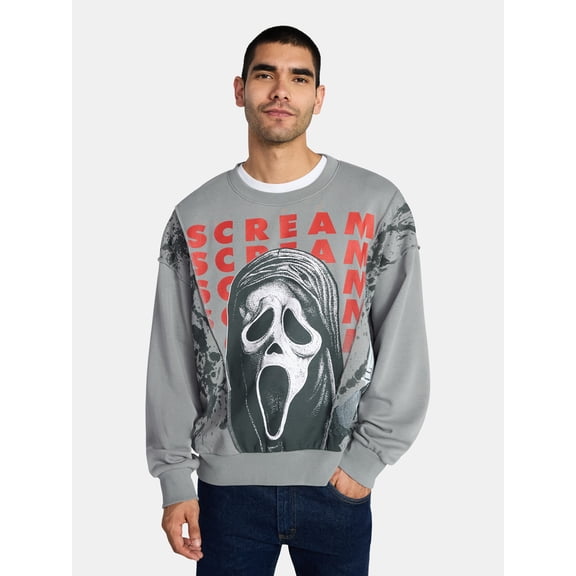 Ghostface Men's and Big Men's Crewneck Fleece Sweatshirt, Sizes S-3XL