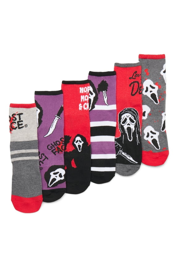 Ghostface Men's Quarter Crew Ankle Socks, 6-Pack, Shoe Sizes 8-12
