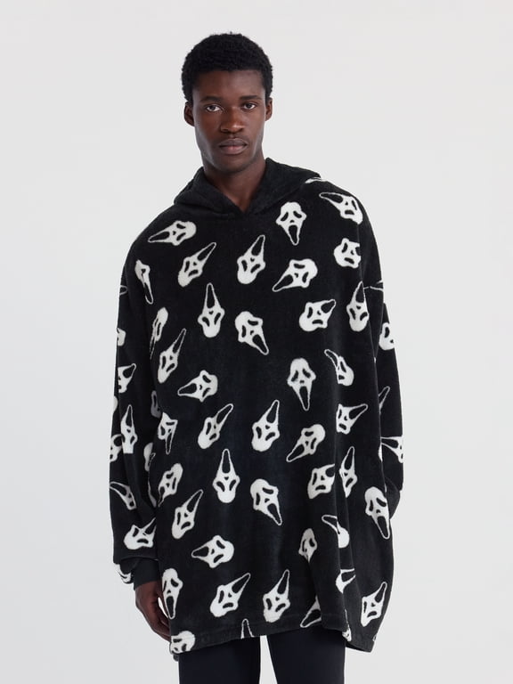 Ghostface Men's and Big Men's Oversized Graphic Hooded Sweatshirt, One Size Fits Most