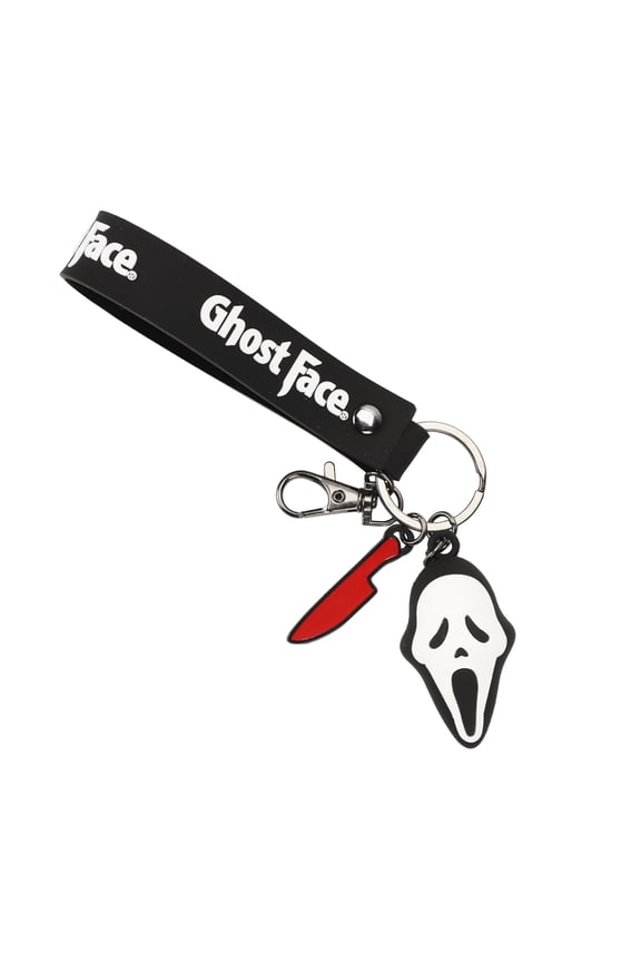 Ghostface Molded with Knife Icon Charm and Rubber Strap Keychain