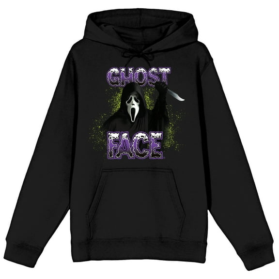 Ghostface Neon Spray Ghostface Women's Black Long Sleeve Hooded Sweatshirt-Medium