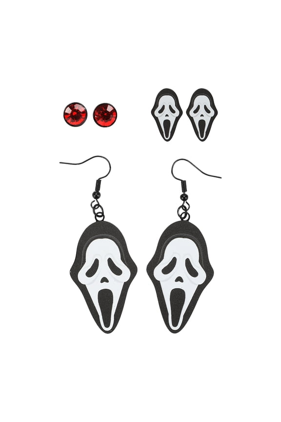 Ghostface Oversized Character and Stud Earrings Set