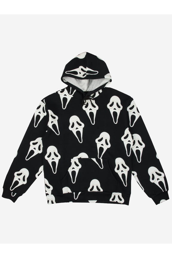 Ghostface Repeat Mask Pattern Men's Black Hoodie