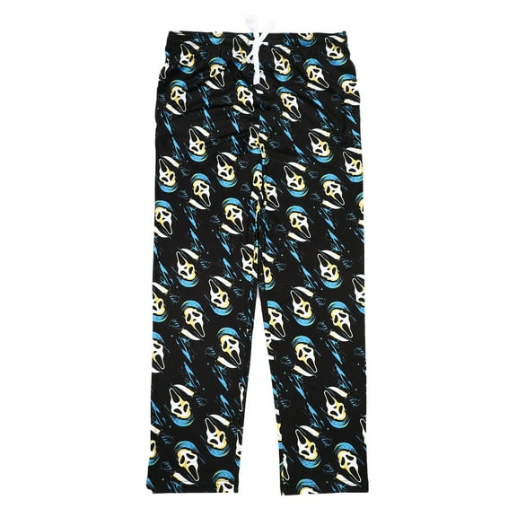 Ghostface Repeat Print Men's Black Sleep Pajama Pants-XL
