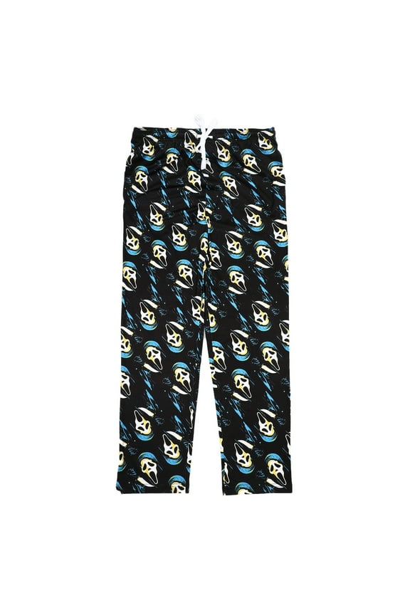 Ghostface Repeat Print Men's Black Sleep Pajama Pants-XL