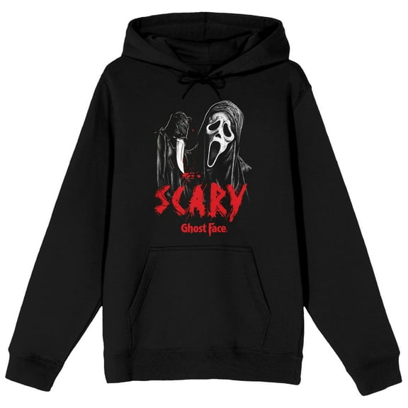 Ghostface Scary Long Sleeve Men's Black Hooded Sweatshirt-Medium