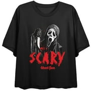 Ghostface Scary Women's Black Crop T-Shirt-XS