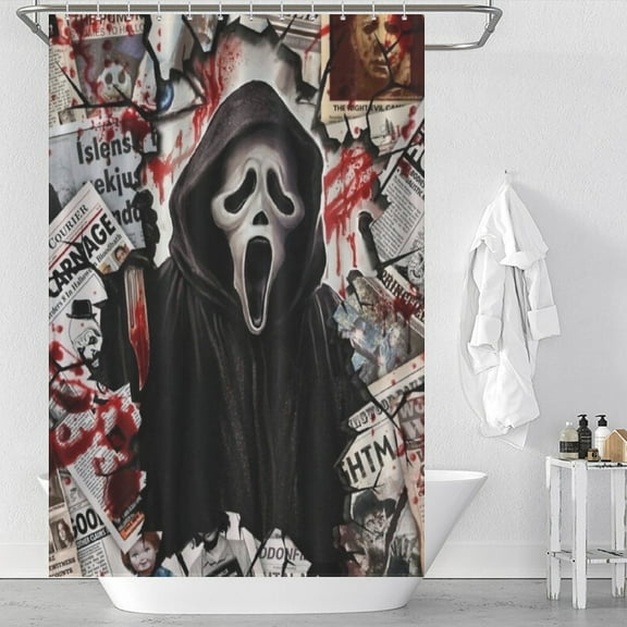 Ghostface Shower Curtain,Halloween Pattern Curtain Sets with 12 Hooks,Colorful Unique Bathtub Curtains for Bath Decor 47x71inch