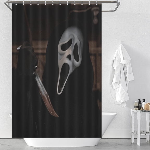 Ghostface Shower Curtain,Halloween Pattern Curtain Sets with 12 Hooks,Colorful Unique Bathtub Curtains for Bath Decor 47x71inch