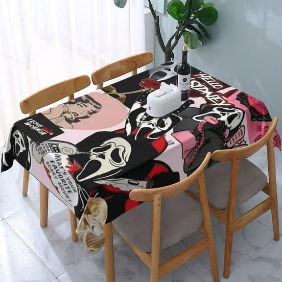Ghostface Tablecloth Halloween Rectangle Versatile Stylish Table Cover for Party Picnic Dinner Decor 54x54in