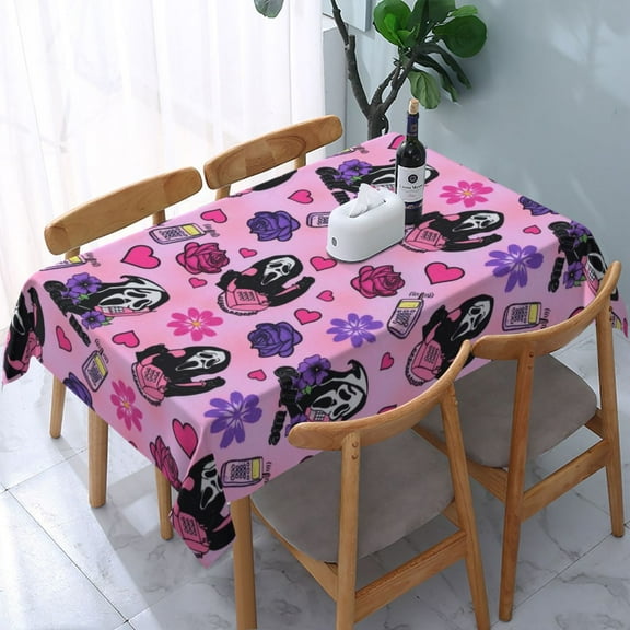Ghostface Tablecloth Halloween Rectangle Versatile Stylish Table Cover for Party Picnic Dinner Decor 54x54in