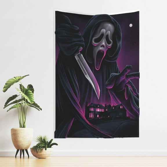 Ghostface Tapestry Wall Hanging Print Fabric Tapestries Aesthetic Wall Decor For Home Dorm Living Room Bedroom 60x40in