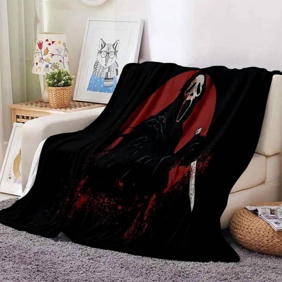 Ghostface Throw Blanket Ultra-Soft Warm & No Pilling Mask Horror Perfect For Movie Nights Lightweight Adults Teens Horror