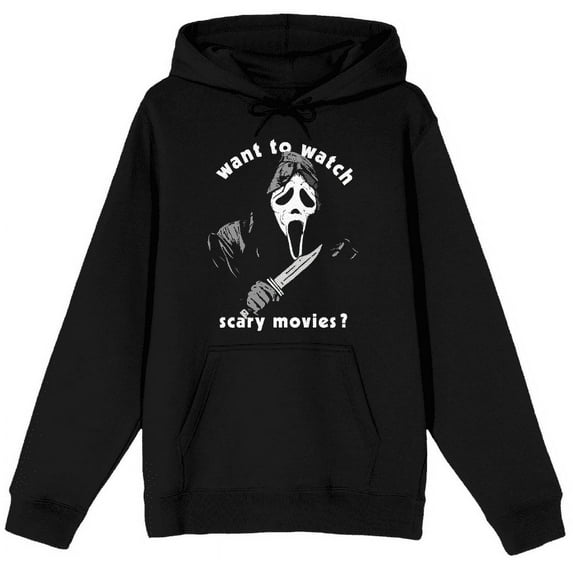 Ghostface "Want to Watch Scary Movies" Men's & Big Men's Graphic Hoodie Sweatshirt, Sizes S-XL
