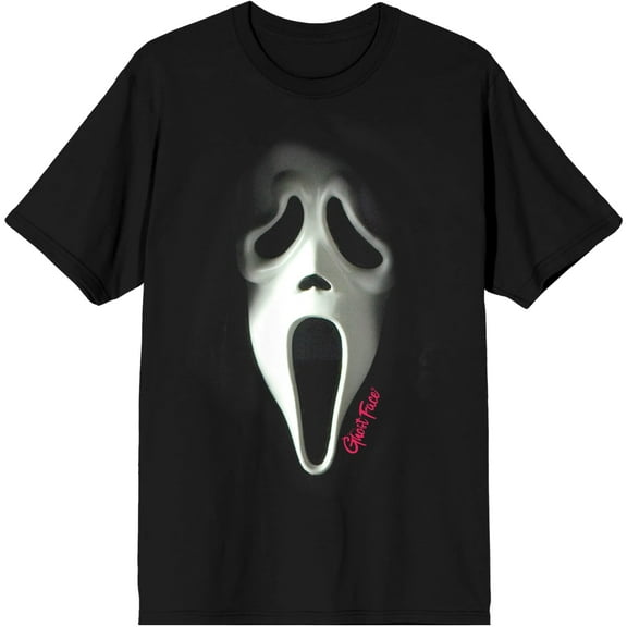 Ghostface With Pink Logo Men's Black Graphic Tee-Small