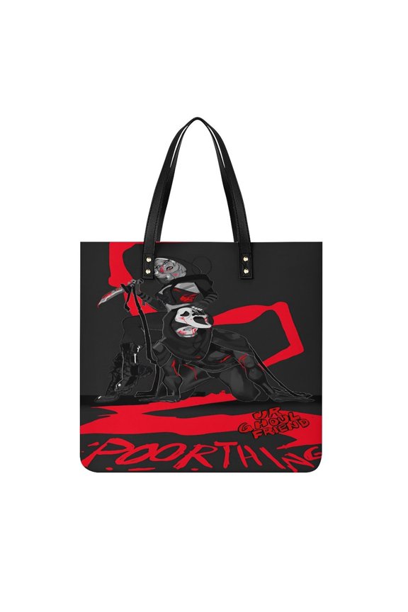 Ghostface Handbags PU Leather Purses And Handbags For Girl Ladies Handle Shoulder Satchel Bag with Top Magnetic Snap Closure 39x39cm