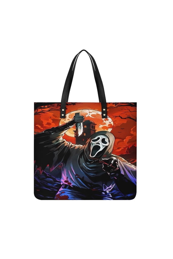 Ghostface Women PU Leather Handbags Purses And Handbags For Girl Ladies Handle Shoulder Satchel Bag with Top Magnetic Snap Closure 39x39cm