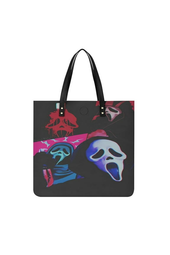 Ghostface Women PU Leather Handbags Purses And Handbags For Girl Ladies Handle Shoulder Satchel Bag with Top Magnetic Snap Closure 39x39cm