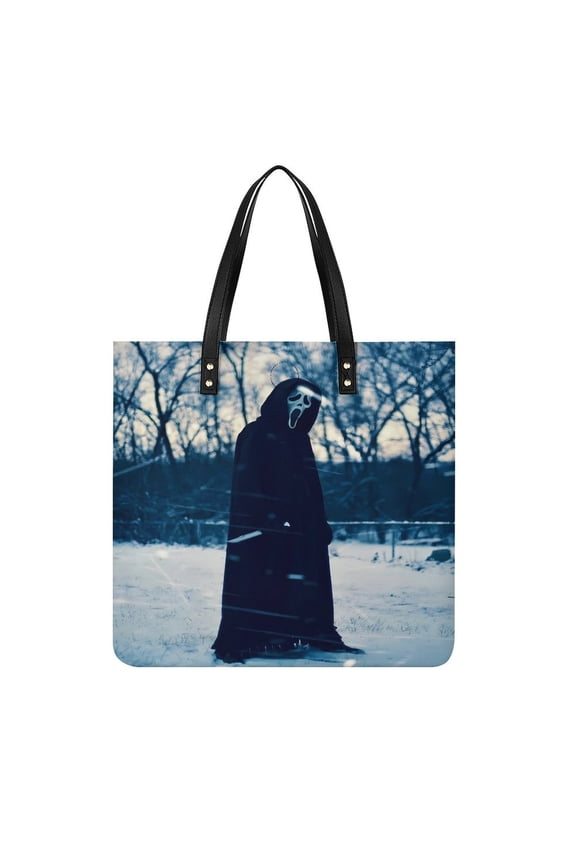 Ghostface Women PU Leather Handbags Purses And Handbags For Girl Ladies Handle Shoulder Satchel Bag with Top Magnetic Snap Closure 39x39cm