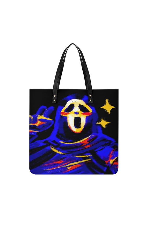 Ghostface Women PU Leather Handbags Purses And Handbags For Girl Ladies Handle Shoulder Satchel Bag with Top Magnetic Snap Closure 39x39cm