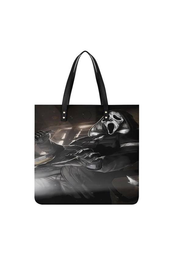 Ghostface Women PU Leather Handbags Purses And Handbags For Girl Ladies Handle Shoulder Satchel Bag with Top Magnetic Snap Closure 39x39cm