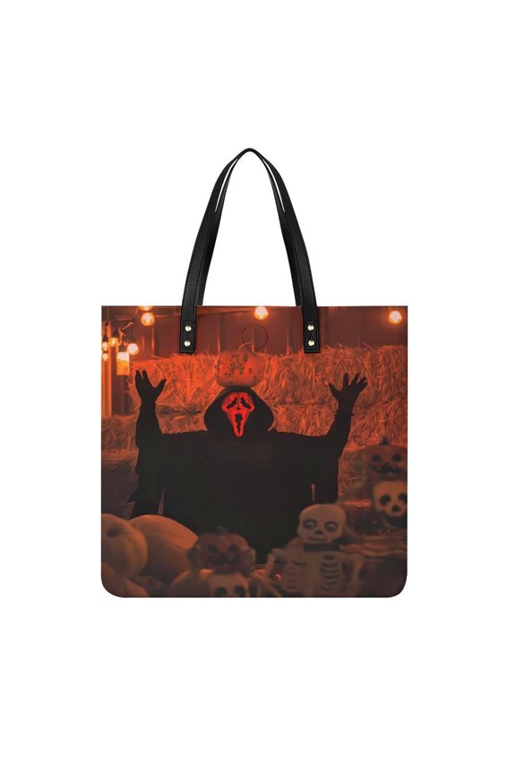 Ghostface Women PU Leather Handbags Purses And Handbags For Girl Ladies Handle Shoulder Satchel Bag with Top Magnetic Snap Closure 39x39cm