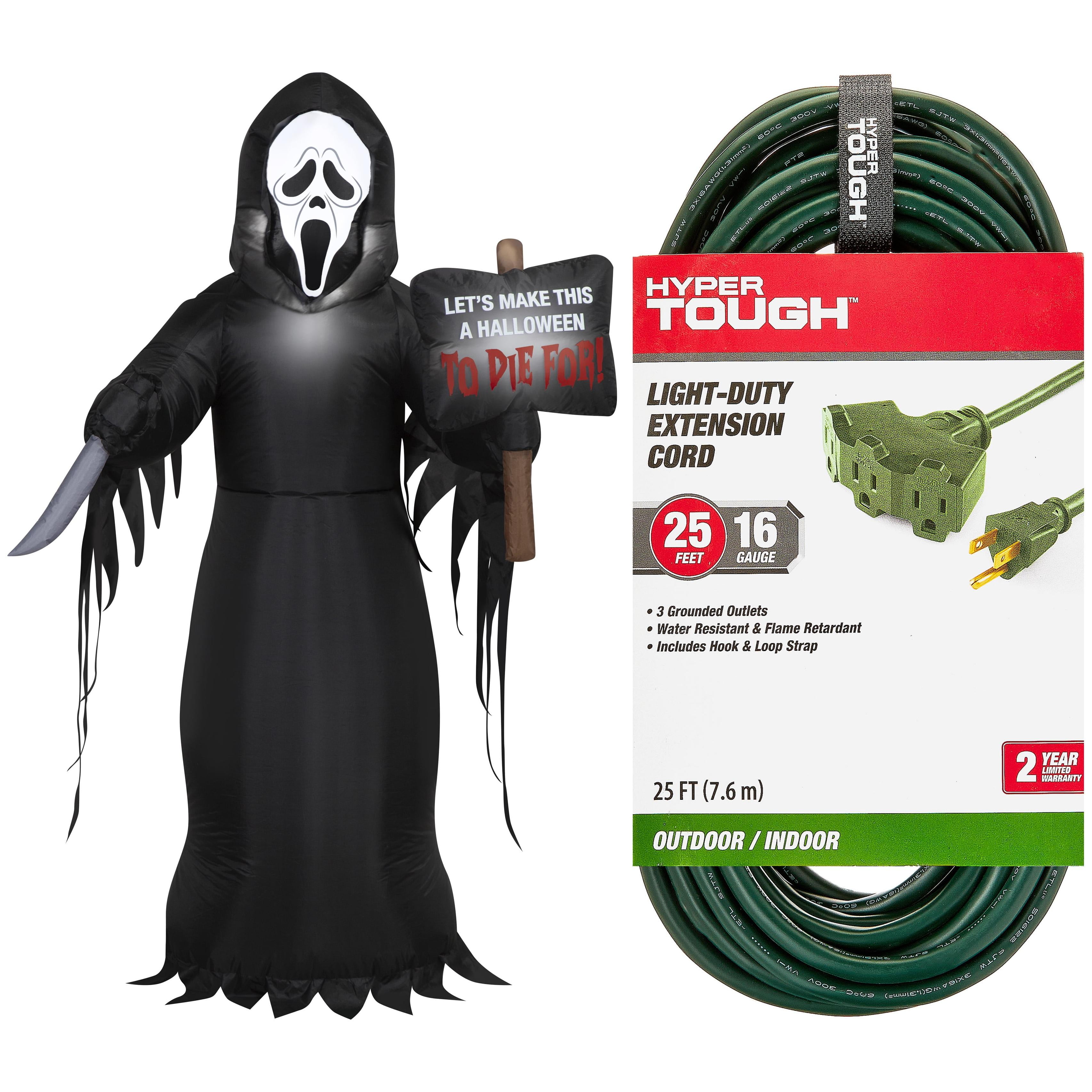 Ghostface Yard Inflatable + Hyper Tough 25FT Tri-Outlet Outdoor