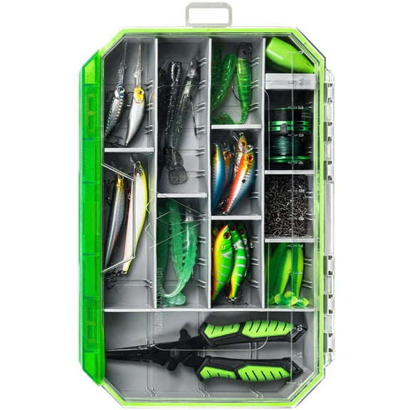 Ghosthor Plastic Fishing Tackle Box Organizer,Waterproof 3600 and 3700 Tackle Trays with Removable Partition,Fishing Lures/Bait/Gear Storage, 3700 1pc