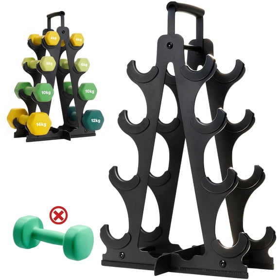 4-Tier Dumbbell Rack – Heavy-Duty Weight Storage Stand for Home Gym, Black Steel Frame with Padded Slots (Dumbbells Not Included)