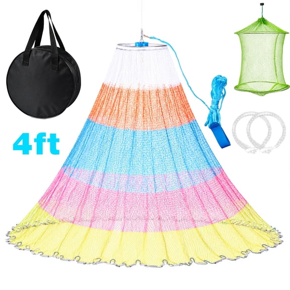 Ghosthorn Cast Net - 4/6/8FT Radius Hand Cast Fishing Net, Saltwater Bait Casting Net for Freshwater & Saltwater