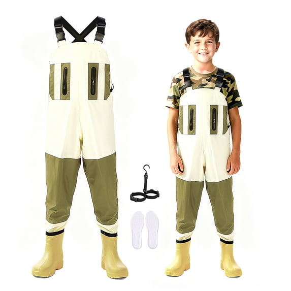Ghosthorn Chest Waders for Kids,Ultralight Youth Waterproof Fishing Waders,Nylon PVC Duck Hunting Waders for Toddler Children