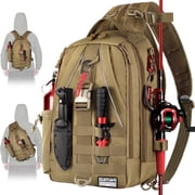 Fishing Nylon Backpack Tackle Sling Bag Backpack with Rod Holder Gift for Mother Father Lightweight Fishing Backpack Storge Fishing Gear and Equipment