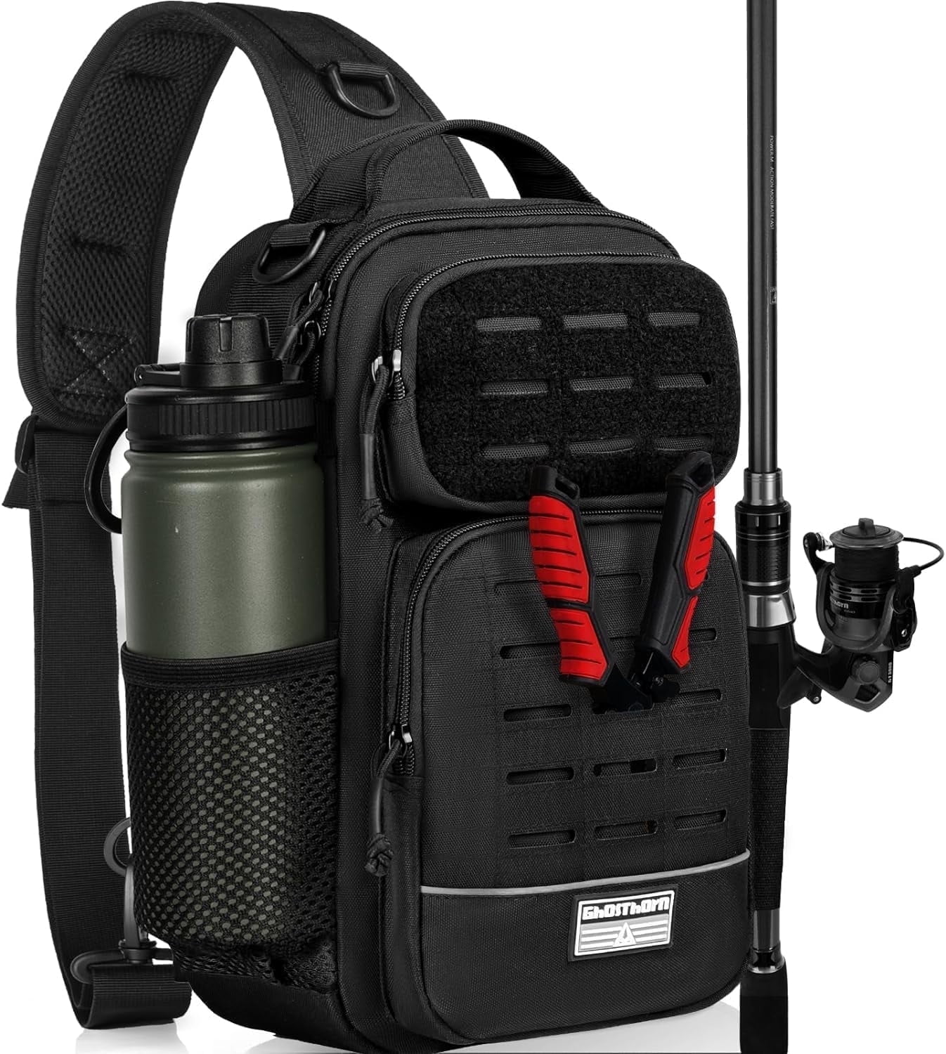 Ghosthorn Fishing Backpack Tackle Sling Bag -Lightweight Sling Tackle Storage Bag- Fishing Backpack with Rod Holder gifts for mother father