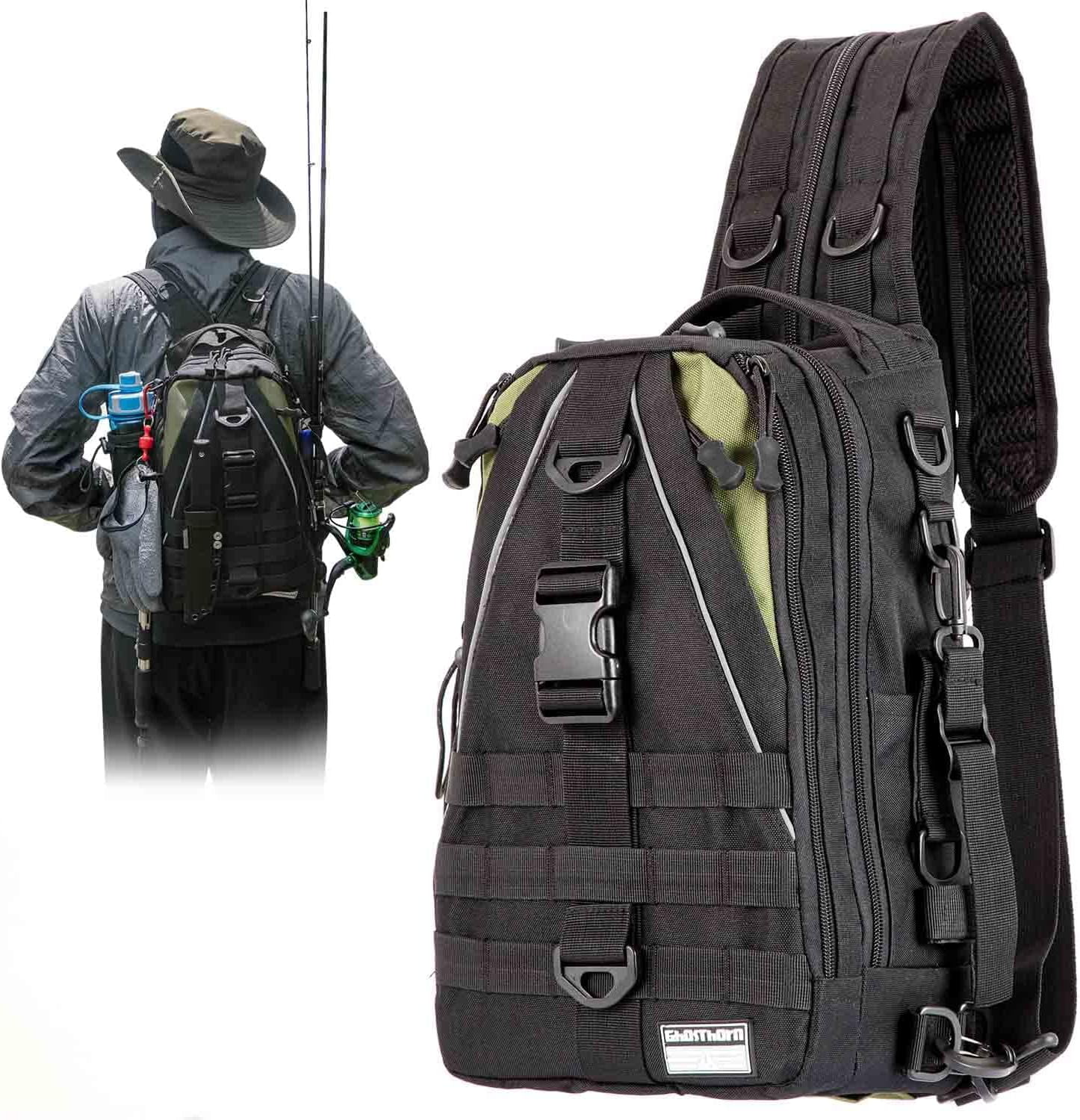Ghosthorn Fishing Backpack Tackle Sling Bag -Nylon Backpack with