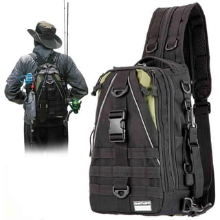 Fishing Tackle Backpack 2 Fishing Rod Holders, Large Storage, Backpack for  Trout Fishing Outdoor Sports Camping Hiking (Black Pack with 4 Trays)
