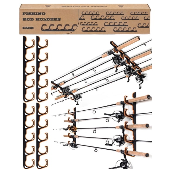 Ghosthorn Fishing Rod Holders for Garage, Up to 5 Rods Fishing Pole Rod Racks Wall or Ceiling Mounted Fishing Pole Rod Holders Garage Organizer Fishing Gear Equipment for Men Women