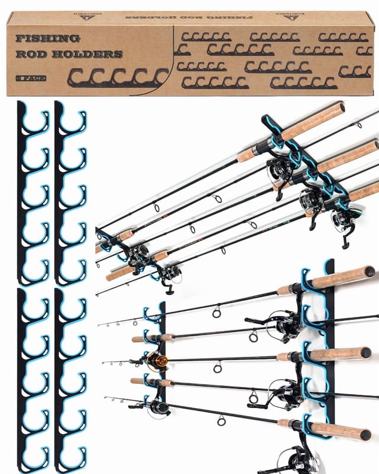 Ghosthorn Fishing Rod Holders for Garage, Up to 5 Rods Fishing Pole Rod ...