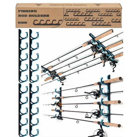 Ghosthorn Fishing Rod Holders for Garage, Up to 5 Rods Fishing Pole Rod Racks Wall or Ceiling Mounted Fishing Pole Rod Holders Garage Organizer Fishing Gear Equipment for Men Women